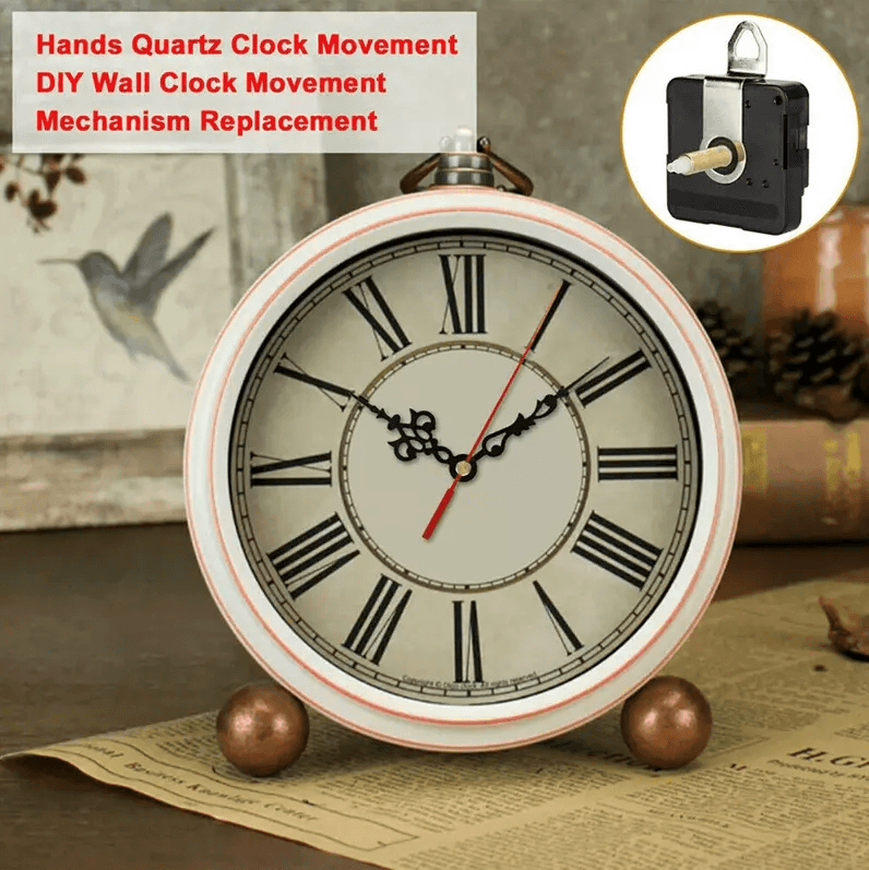 DIY Clock Parts Movement Quartz Mechanism Kit, Wall Clock Repair Replacement Tool with Silent Motor & Hands Set