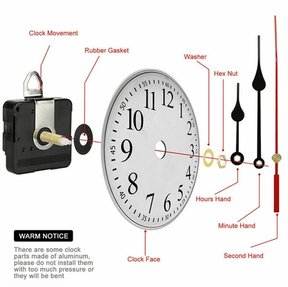 DIY Clock Parts Movement Quartz Mechanism Kit, Wall Clock Repair Replacement Tool with Silent Motor & Hands Set