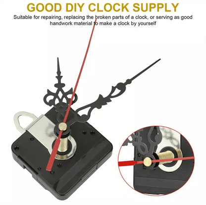 DIY Clock Parts Movement Quartz Mechanism Kit, Wall Clock Repair Replacement Tool with Silent Motor & Hands Set