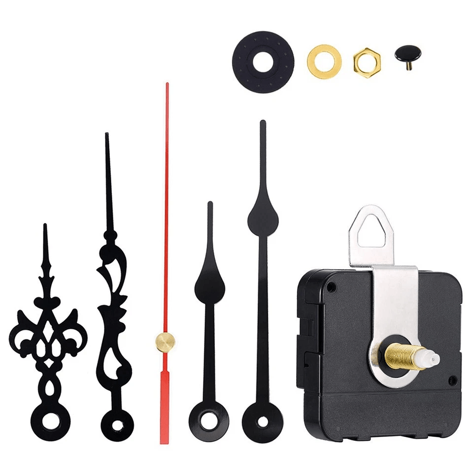 DIY Clock Parts Movement Quartz Mechanism Kit, Wall Clock Repair Replacement Tool with Silent Motor & Hands Set