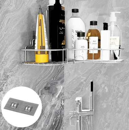 Rustproof Shower Caddy Shelf for Bathroom Corner, Triangular Bath Storage Organizer Rack with Strong Adhesive Mount