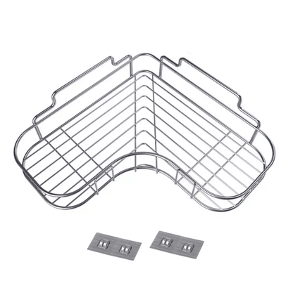 Rustproof Shower Caddy Shelf for Bathroom Corner, Triangular Bath Storage Organizer Rack with Strong Adhesive Mount