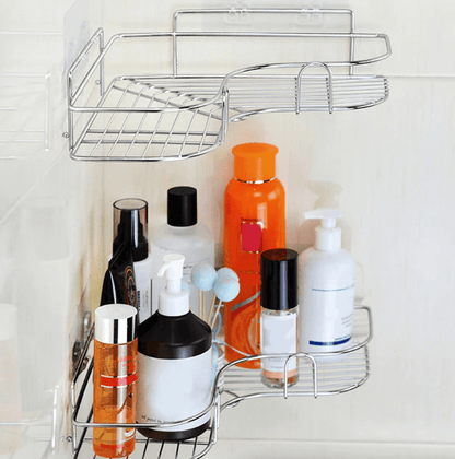 Rustproof Shower Caddy Shelf for Bathroom Corner, Triangular Bath Storage Organizer Rack with Strong Adhesive Mount