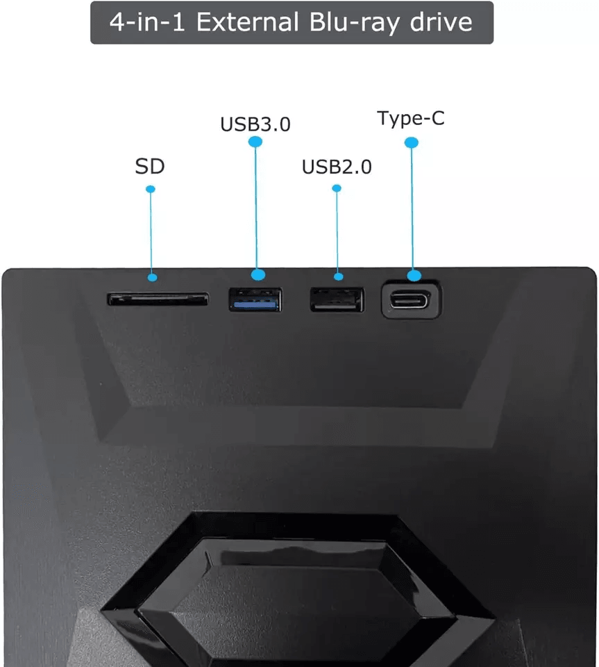 External CD DVD Drive USB, Writer Burner Player for PC Laptop Windows Mac, Portable Optical Drive with SD/USB Hub