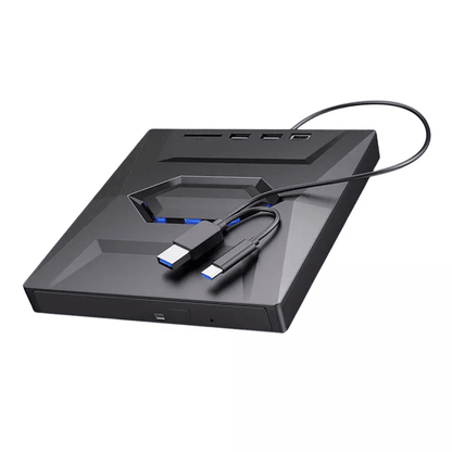External CD DVD Drive USB, Writer Burner Player for PC Laptop Windows Mac, Portable Optical Drive with SD/USB Hub
