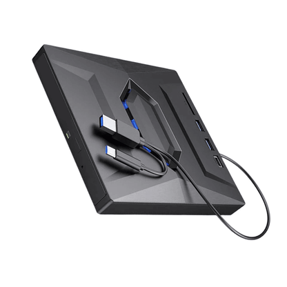 External CD DVD Drive USB, Writer Burner Player for PC Laptop Windows Mac, Portable Optical Drive with SD/USB Hub