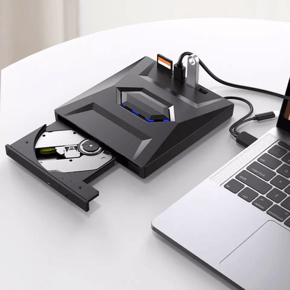 External CD DVD Drive USB, Writer Burner Player for PC Laptop Windows Mac, Portable Optical Drive with SD/USB Hub