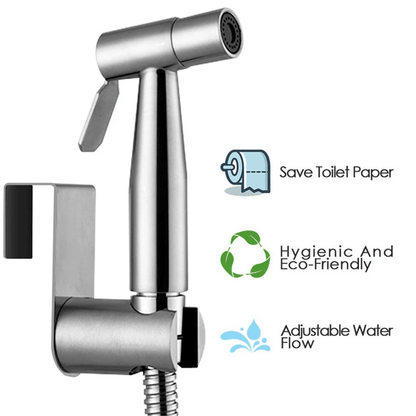 Stainless Steel Handheld Bidet Sprayer Kit with Hose & Adapter for Toilet Hygiene