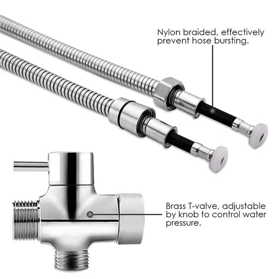 Stainless Steel Handheld Bidet Sprayer Kit with Hose & Adapter for Toilet Hygiene