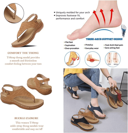 Women Orthopedic Sandals Casual Flat Shoes Flip Flops with Arch Support, Bunion Correction, Non-Slip Comfortable Slides