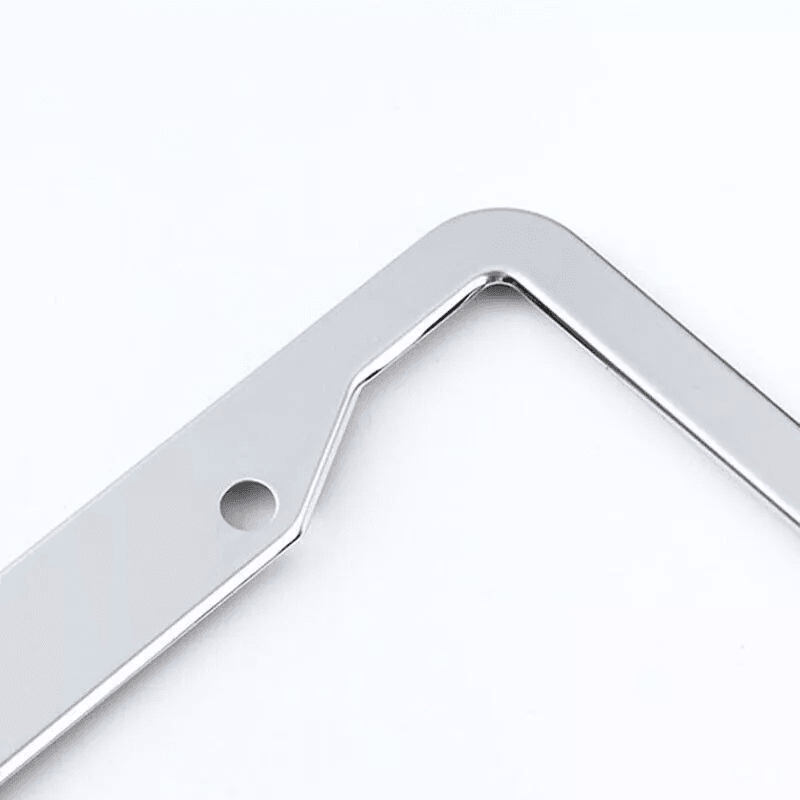 2PCS Chrome Stainless Steel License Plate Frame Set – Rust-Proof Metal Tag Covers with Screw Caps for U.S.