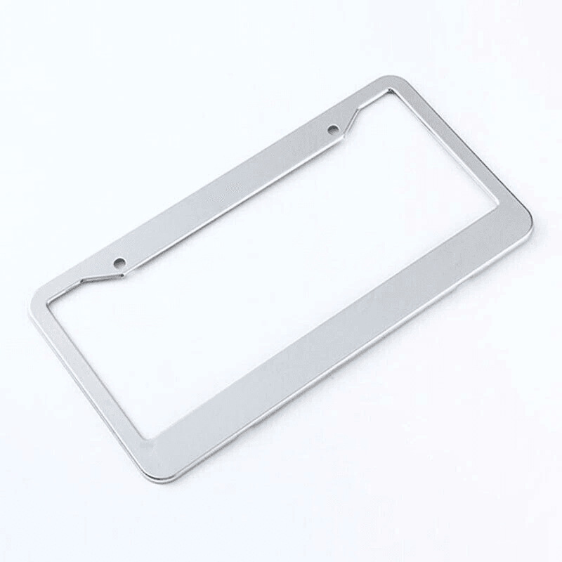 2PCS Chrome Stainless Steel License Plate Frame Set – Rust-Proof Metal Tag Covers with Screw Caps for U.S.