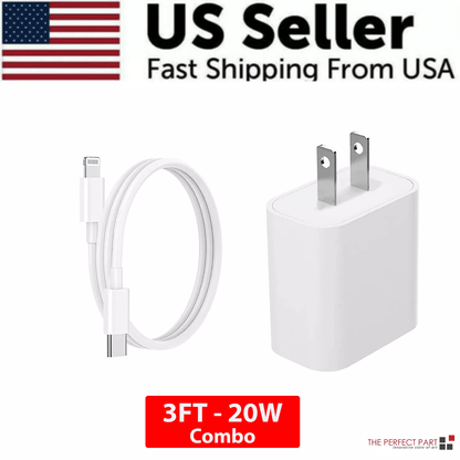 Super Fast Charger Type C For iPhone USB-C 20W PD Wall Adapter with Cable Fast Char