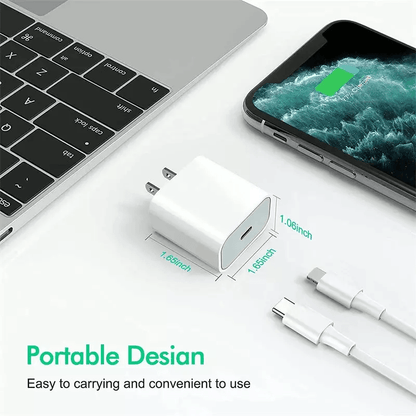 Super Fast Charger Type C For iPhone USB-C 20W PD Wall Adapter with Cable Fast Char