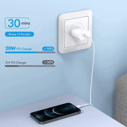 Super Fast Charger Type C For iPhone USB-C 20W PD Wall Adapter with Cable Fast Char