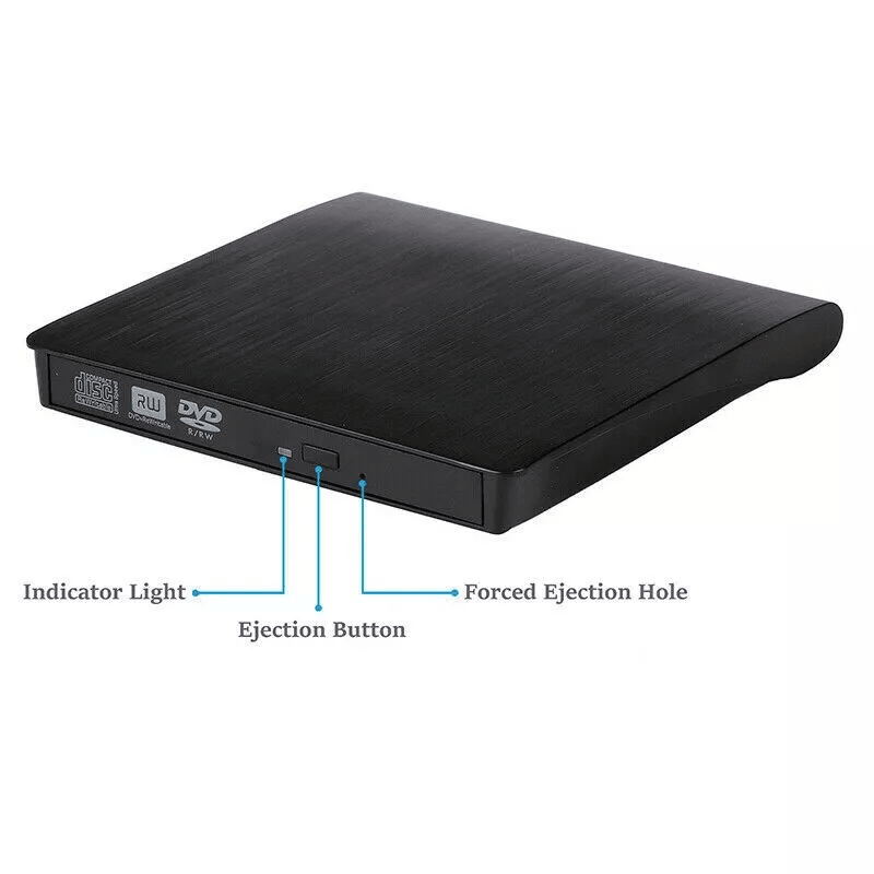 USB 3.0 Slim External CD DVD RW Drive Writer Burner Player, Compatible with Laptop PC & Mac, Portable & High-Speed