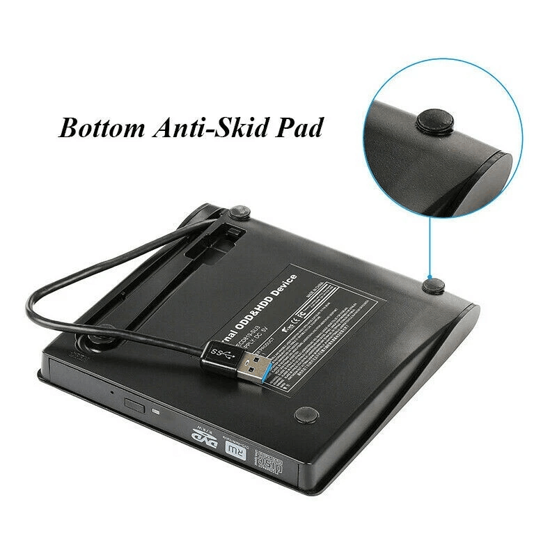 USB 3.0 Slim External CD DVD RW Drive Writer Burner Player, Compatible with Laptop PC & Mac, Portable & High-Speed