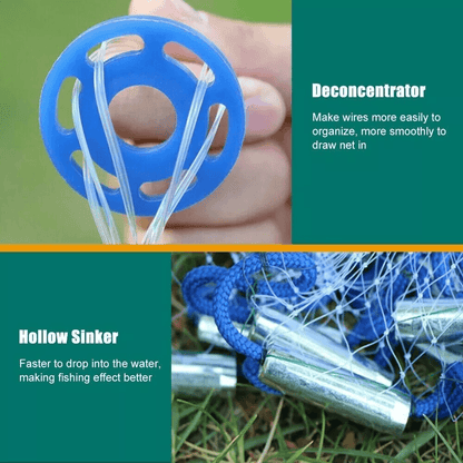 6/8/10/12/16FT Fishing Cast Net Bait Easy Throw Hand Cast Strong Nylon Mesh with Heavy Zinc Sinkers