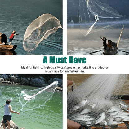 6/8/10/12/16FT Fishing Cast Net Bait Easy Throw Hand Cast Strong Nylon Mesh with Heavy Zinc Sinkers