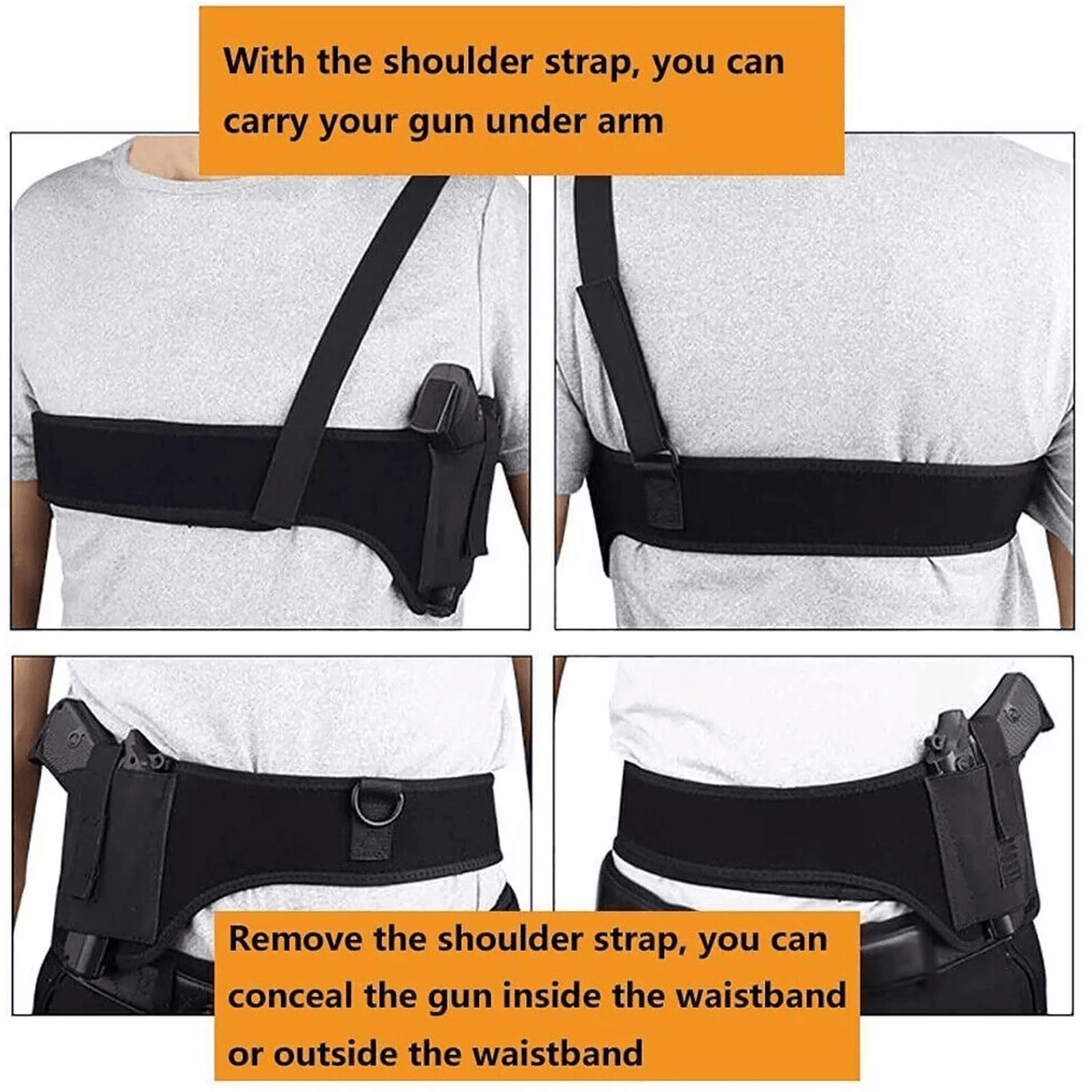 Tactical Concealed Carry Shoulder Waist Pistol Holster Universal Hand Gun Holder Pouch with Adjustable Straps for Chest