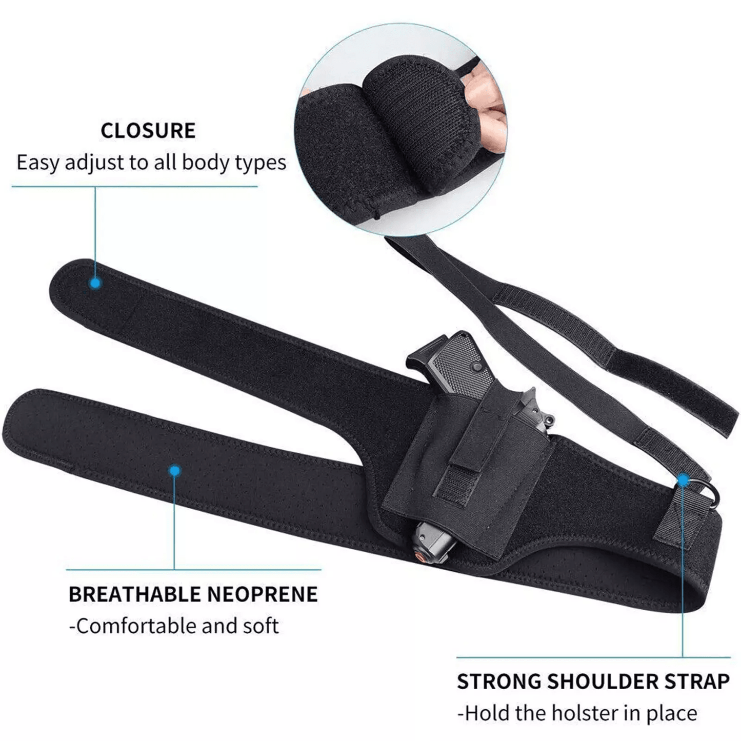 Tactical Concealed Carry Shoulder Waist Pistol Holster Universal Hand Gun Holder Pouch with Adjustable Straps for Chest