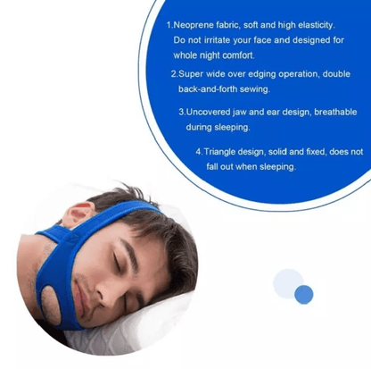 Snore Stop Anti Snoring Chin Strap – Sleep Apnea Belt for Mouth Breathers, Adjustable Neoprene Jaw Support