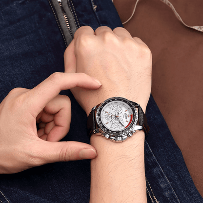 Waterproof MEGIR Men's Stainless Steel Analog Sports Quartz Military Wrist Watch – Stylish Leather Band