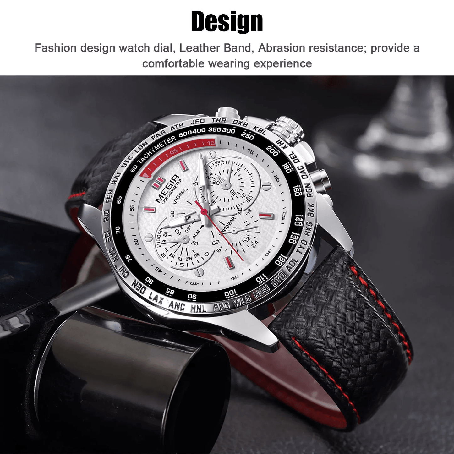 Waterproof MEGIR Men's Stainless Steel Analog Sports Quartz Military Wrist Watch – Stylish Leather Band