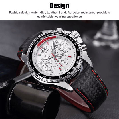 Waterproof MEGIR Men's Stainless Steel Analog Sports Quartz Military Wrist Watch – Stylish Leather Band