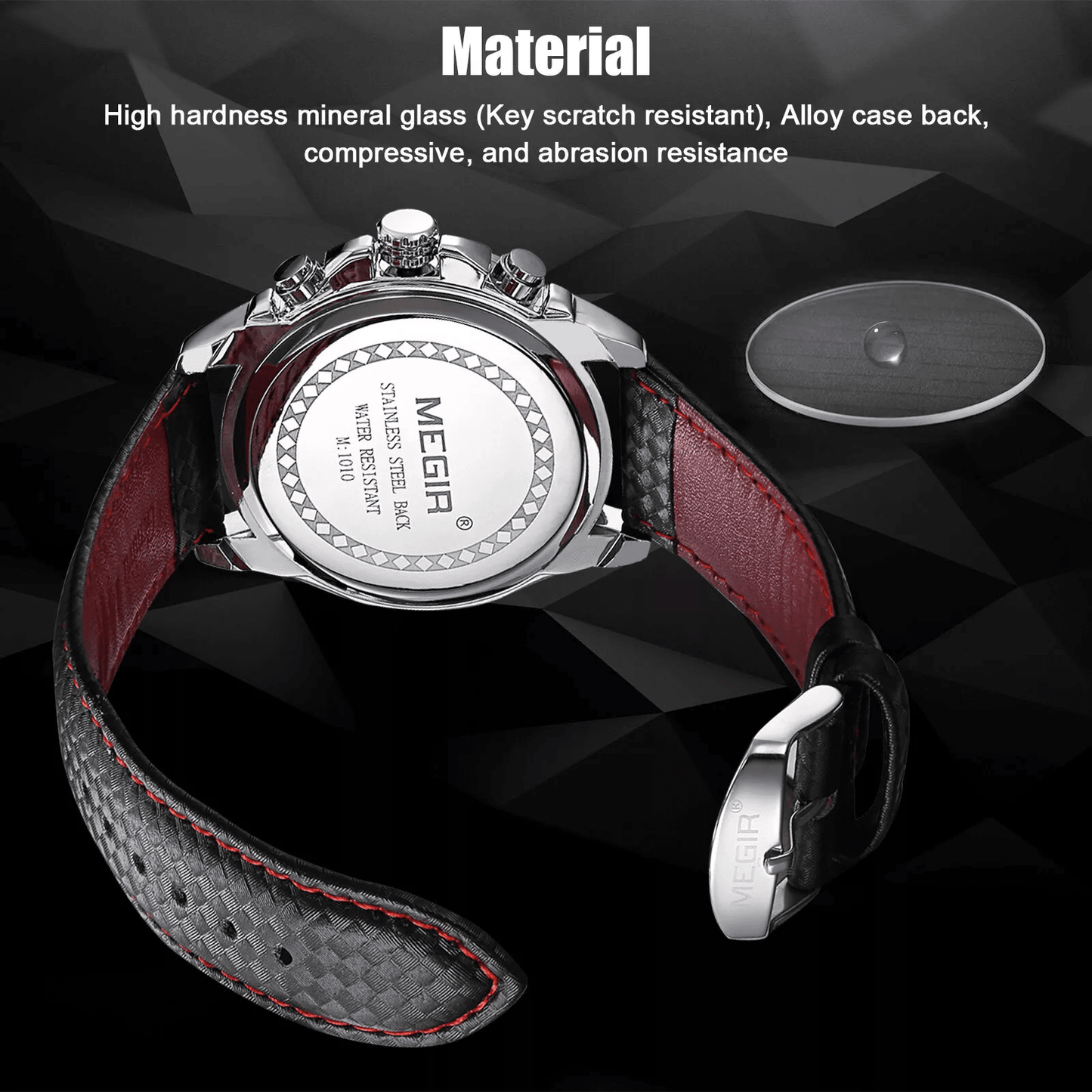 Waterproof MEGIR Men's Stainless Steel Analog Sports Quartz Military Wrist Watch – Stylish Leather Band