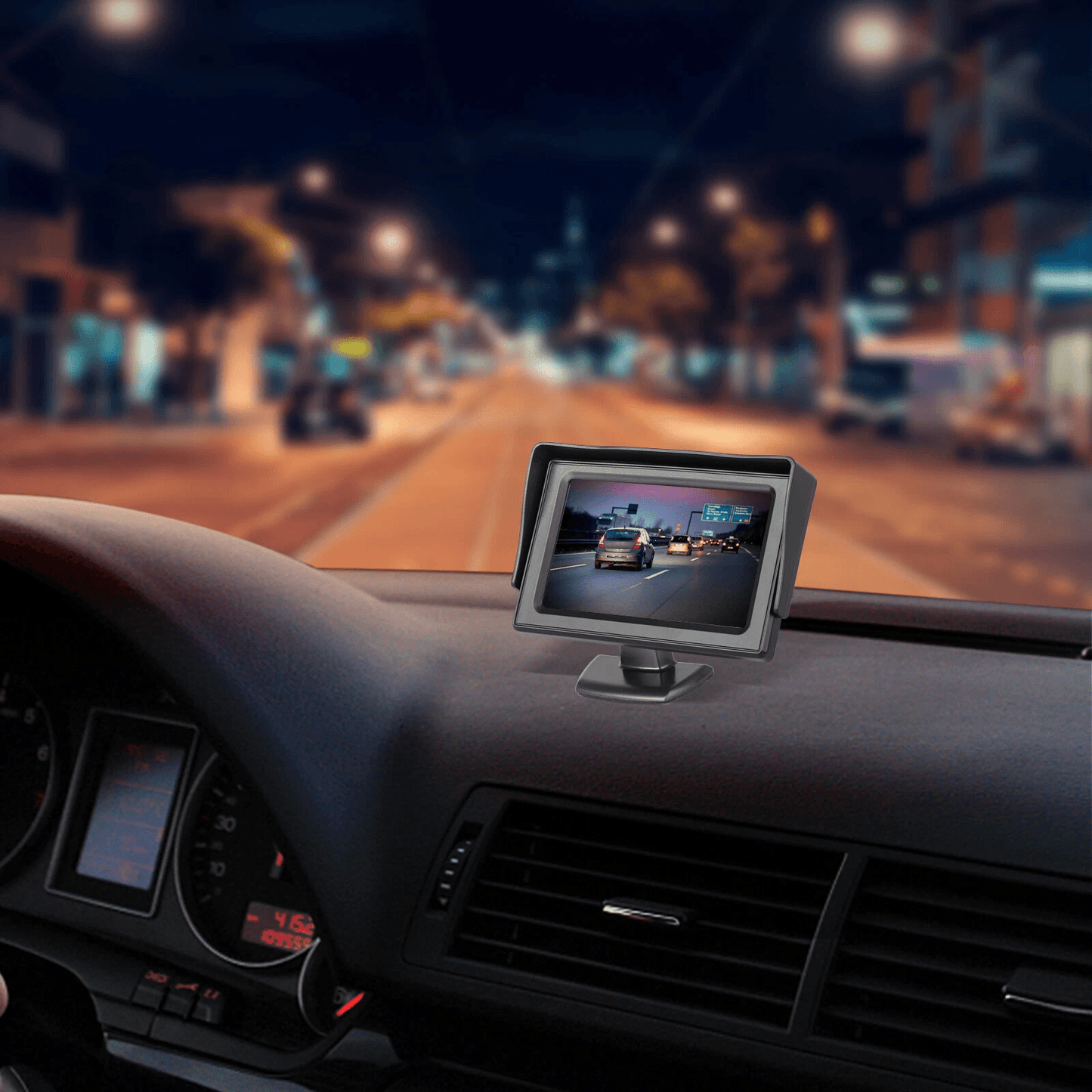 4.3" HD Monitor Car Backup Reverse Camera Kit with Night Vision Waterproof Rear View Parking License Plate System