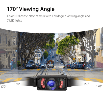 4.3" HD Monitor Car Backup Reverse Camera Kit with Night Vision Waterproof Rear View Parking License Plate System