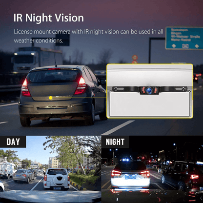 4.3" HD Monitor Car Backup Reverse Camera Kit with Night Vision Waterproof Rear View Parking License Plate System