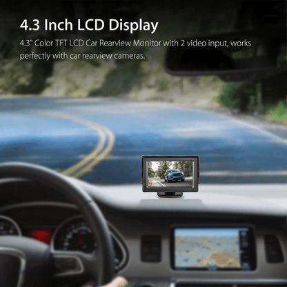 4.3" HD Monitor Car Backup Reverse Camera Kit with Night Vision Waterproof Rear View Parking License Plate System
