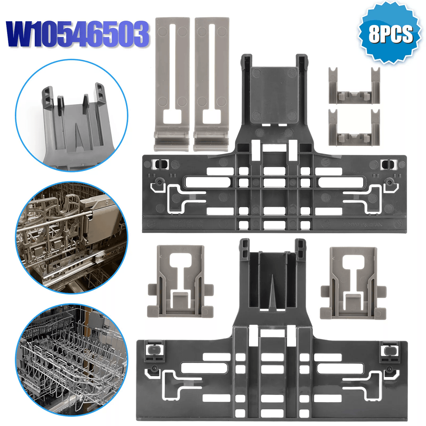 Dishwasher Top Rack Adjuster Replacement Kit, Upgrade Compatible with Whirlpool, Kenmore, Kitchenaid