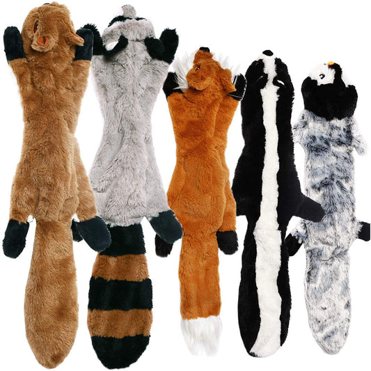 Stuffingless Plush Dog Toy Squeaky Crinkle Enhanced Chew Toy for Large Breeds Simulated Animal Design