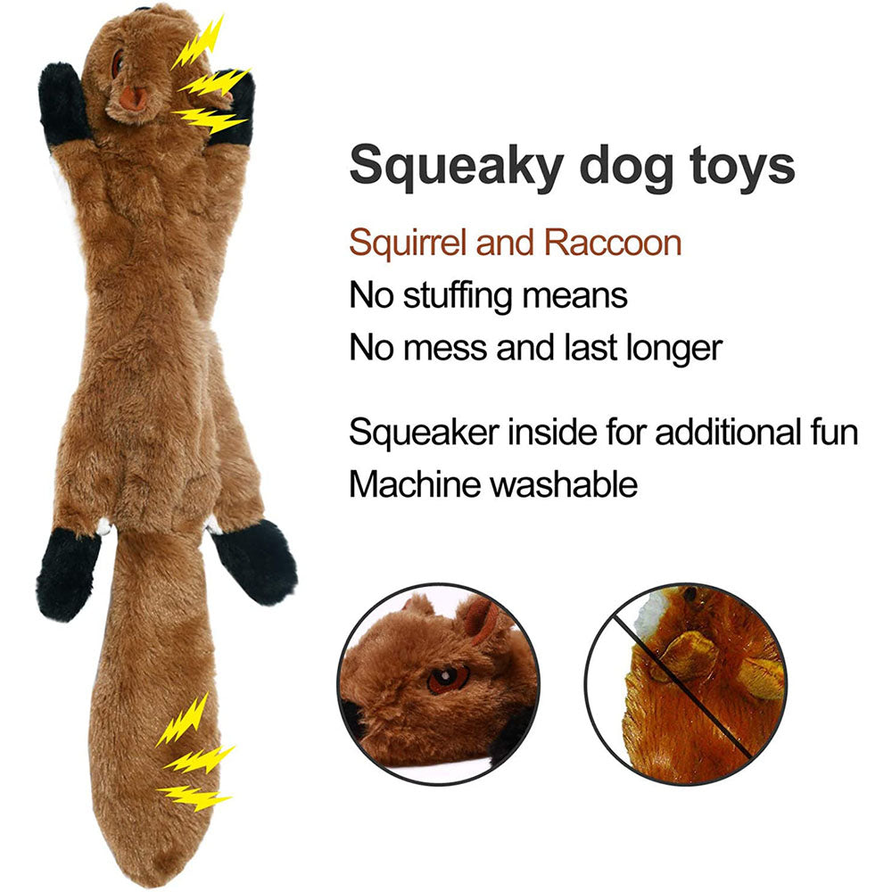Stuffingless Plush Dog Toy Squeaky Crinkle Enhanced Chew Toy for Large Breeds Simulated Animal Design