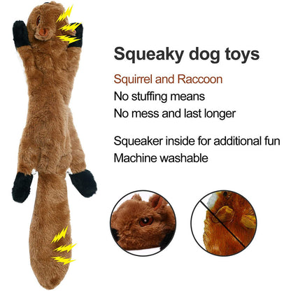 Stuffingless Plush Dog Toy Squeaky Crinkle Enhanced Chew Toy for Large Breeds Simulated Animal Design