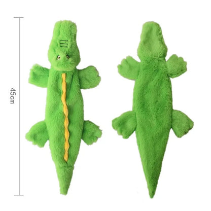 Stuffingless Plush Dog Toy Squeaky Crinkle Enhanced Chew Toy for Large Breeds Simulated Animal Design