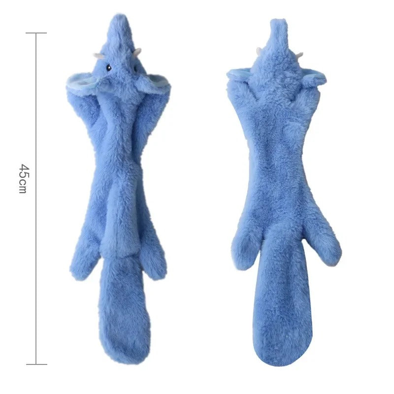 Stuffingless Plush Dog Toy Squeaky Crinkle Enhanced Chew Toy for Large Breeds Simulated Animal Design