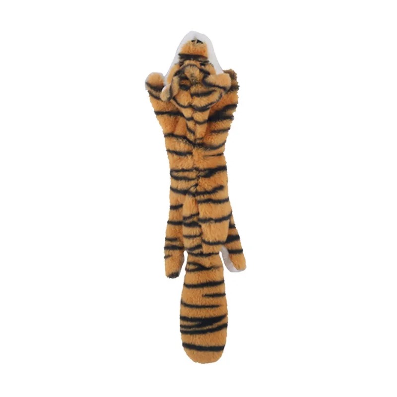 Stuffingless Plush Dog Toy Squeaky Crinkle Enhanced Chew Toy for Large Breeds Simulated Animal Design