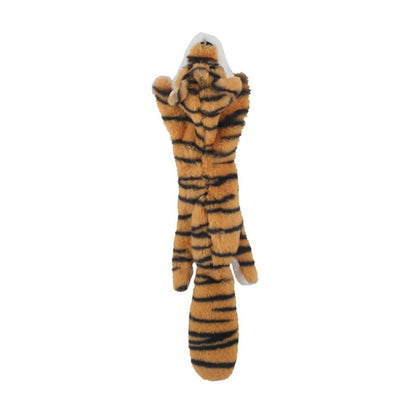 Stuffingless Plush Dog Toy Squeaky Crinkle Enhanced Chew Toy for Large Breeds Simulated Animal Design