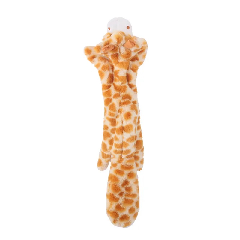 Stuffingless Plush Dog Toy Squeaky Crinkle Enhanced Chew Toy for Large Breeds Simulated Animal Design