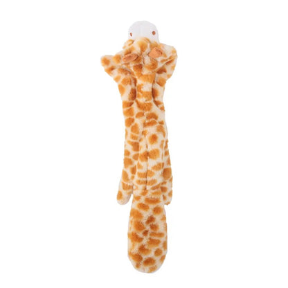 Stuffingless Plush Dog Toy Squeaky Crinkle Enhanced Chew Toy for Large Breeds Simulated Animal Design