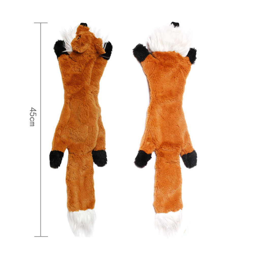 Stuffingless Plush Dog Toy Squeaky Crinkle Enhanced Chew Toy for Large Breeds Simulated Animal Design