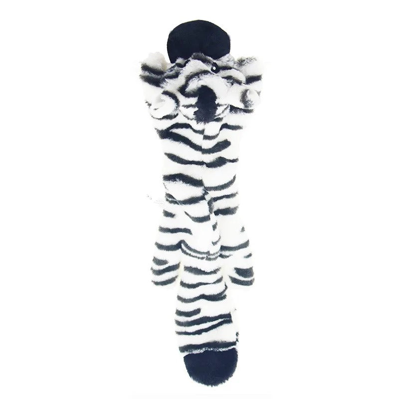 Stuffingless Plush Dog Toy Squeaky Crinkle Enhanced Chew Toy for Large Breeds Simulated Animal Design