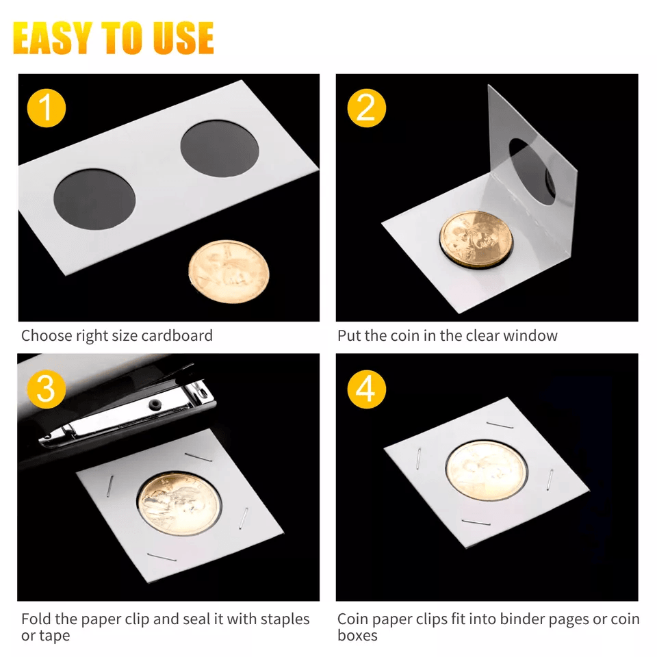 Coin Holders Mylar Paper Cardboard Flips in 4 Sizes for Coin Collection Storage Album Book