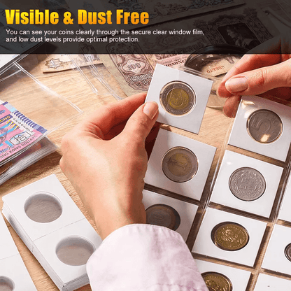 Coin Holders Mylar Paper Cardboard Flips in 4 Sizes for Coin Collection Storage Album Book