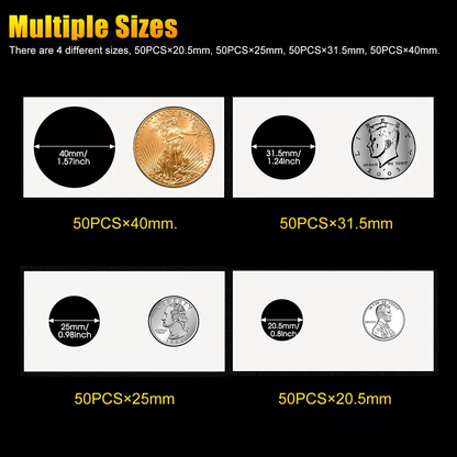 Coin Holders Mylar Paper Cardboard Flips in 4 Sizes for Coin Collection Storage Album Book