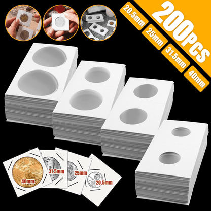 Coin Holders Mylar Paper Cardboard Flips in 4 Sizes for Coin Collection Storage Album Book